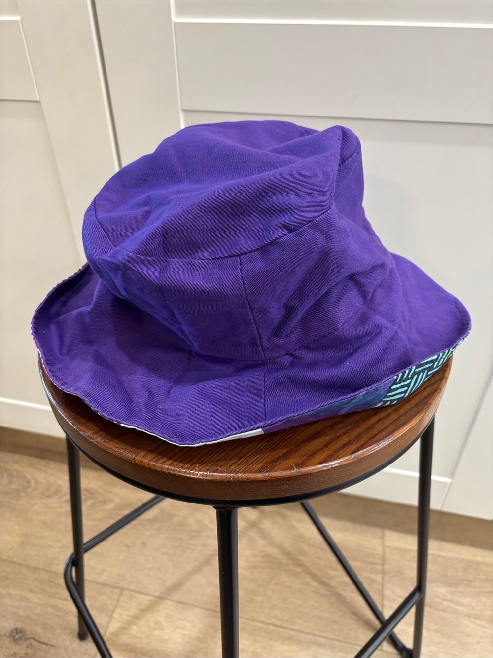 Reversible Multicolor Patterned Bucket Hat - Purple/Blue/Green - Picture 3 of 3